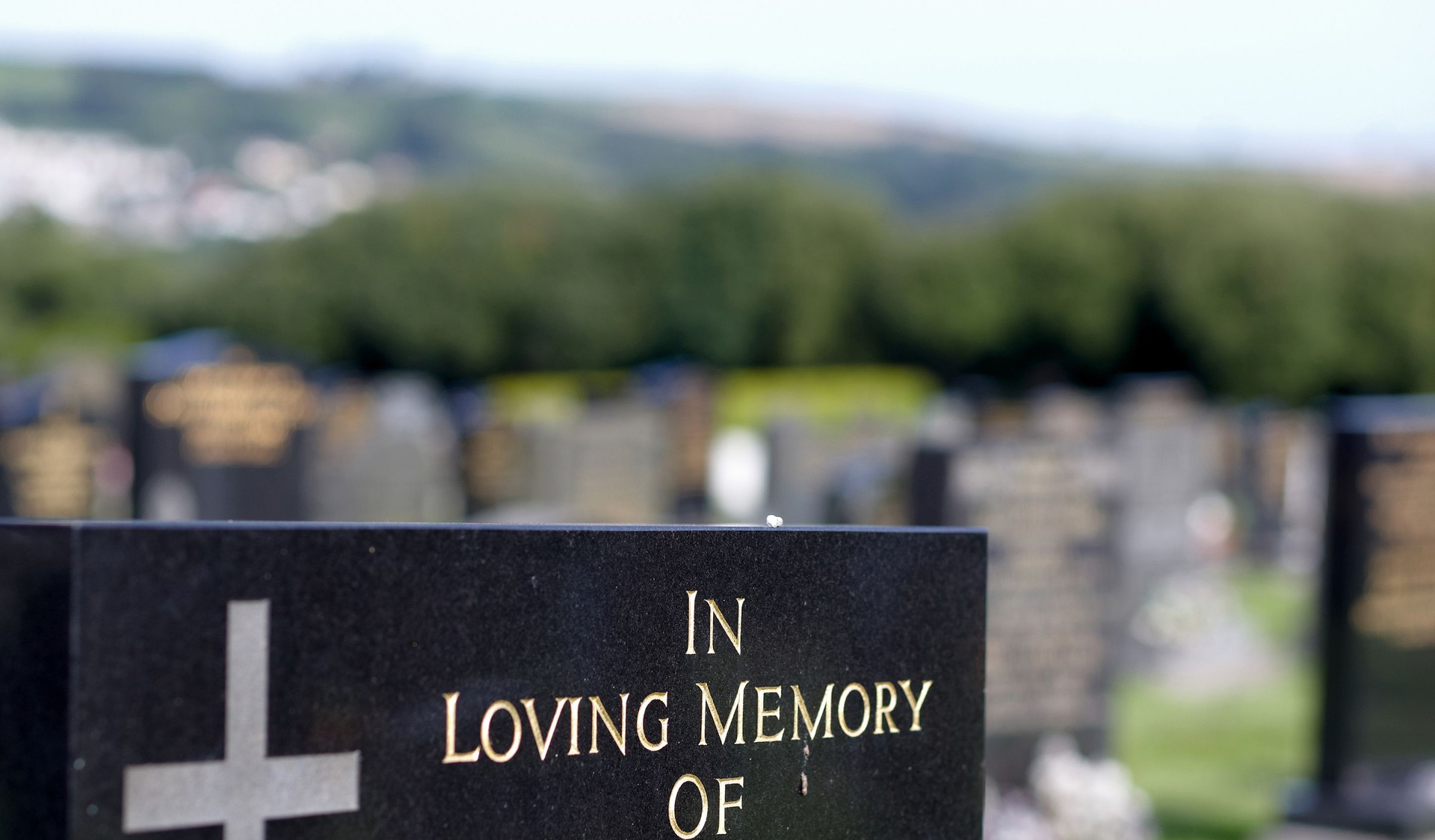 In loving memory gravestone inscription closeup